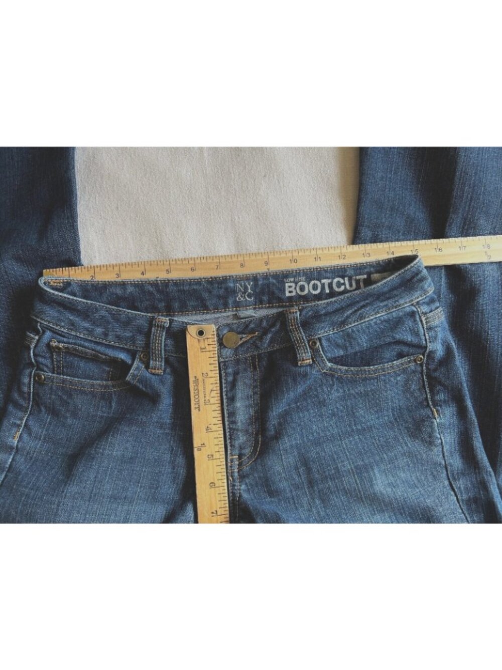 NYC Womens Boot Cut Jeans Sz 8P Blue Low Rise Curvy Denim Casual Pants - Picture 3 of 6